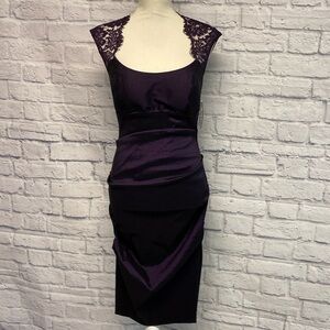 NWT Xscape 2000s Purple with Lace Cocktail Dress Sz 8